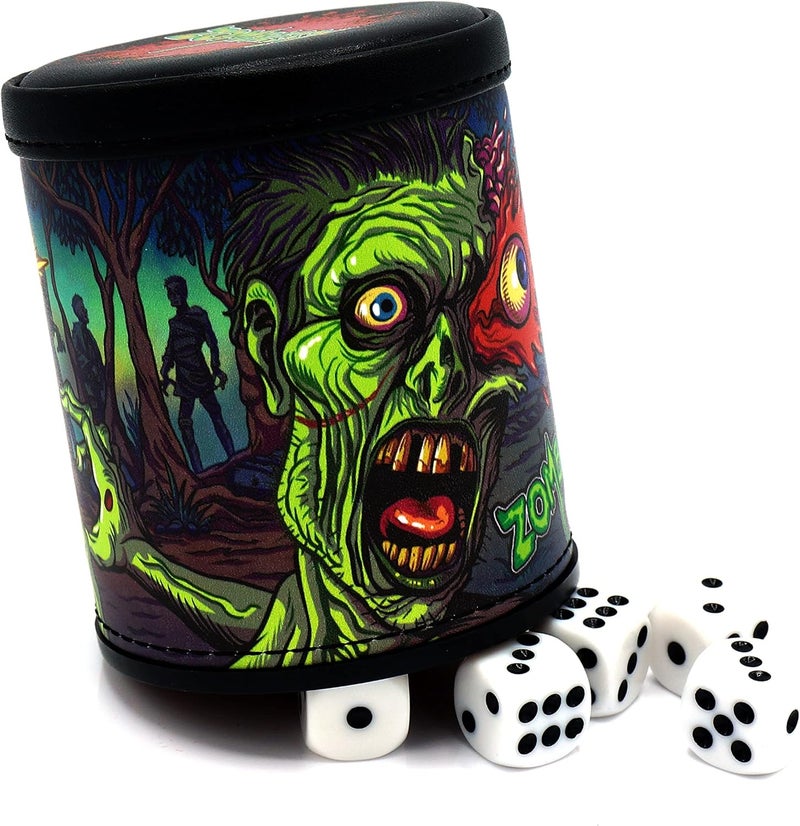 Luck Lab Zombies Dice Cup Including 5 Dice - Red Velvet Interior for Quiet Shaking - Use for Zombie Dice Liars Dice RFP Yahtzee Board Games, Black - Image 2